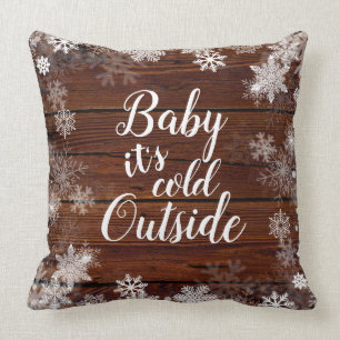 Baby it's cold outside Winter Baby Shower Throw Pillow