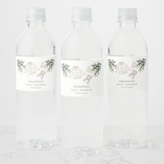 Baby It's Cold Outside Winter Baby Shower Water Bottle Label (Bottles)