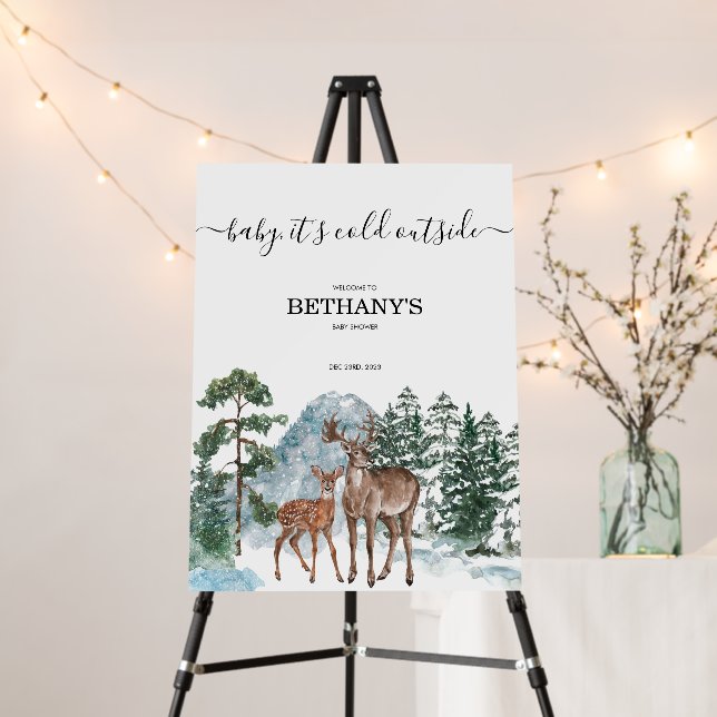 Baby it's cold outside Winter Baby Shower Welcome Foam Board (In Situ (Stand))