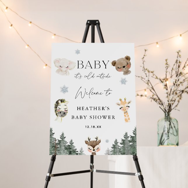 Baby It's Cold Outside Winter Baby Shower Welcome  Foam Board (In Situ (Stand))