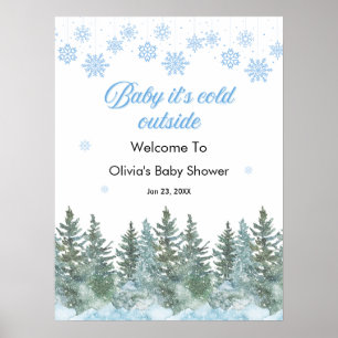 Baby It's Cold Outside Winter Baby Shower Welcome  Poster