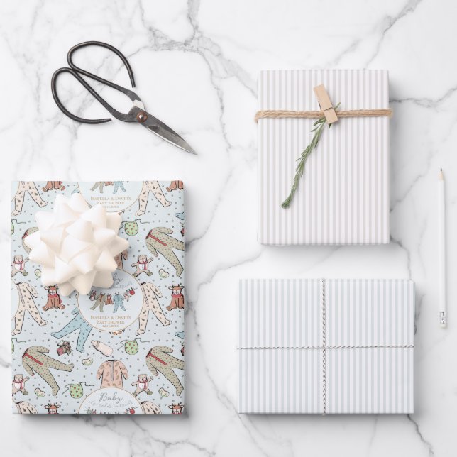 Baby Its Cold Outside Winter Baby Shower Wrapping Paper Sheets (Front)