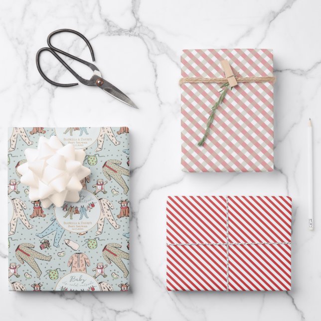 Baby Its Cold Outside Winter Baby Shower Wrapping Paper Sheets (Front)