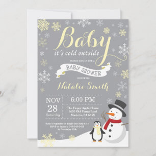 Baby Its Cold Outside Winter Baby Shower Yellow Invitation