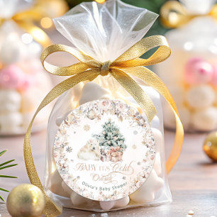 Baby its Cold Outside Winter Bear Baby Shower Classic Round Sticker