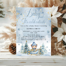 Baby It's Cold Outside Winter Bear │Blue Gold