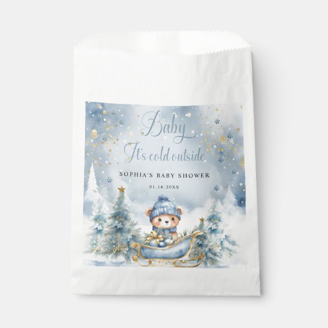 Baby It's Cold Outside Winter Bear Gift Favor Bag (Front)