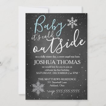 Baby It's Cold Outside Winter Birthday Boy Invitation by TheGreekCookie at Zazzle