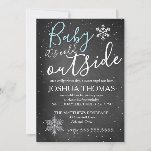 Baby Its Cold Outside Winter Birthday BOY Invitation