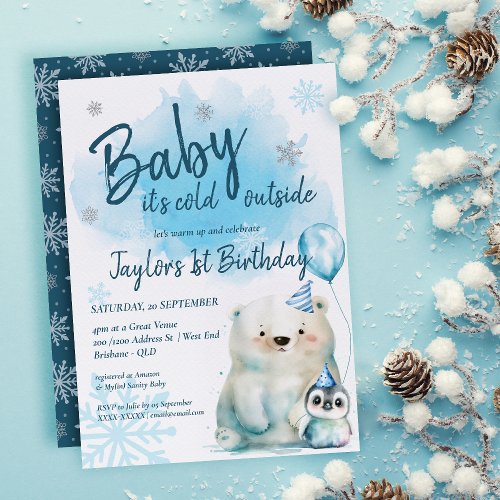 Baby Its Cold Outside Winter Birthday Invitation