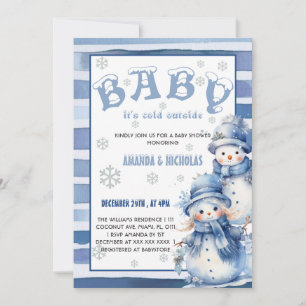 Baby It's Cold Outside Winter Blue Baby Shower Invitation