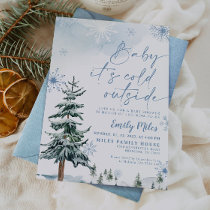 Baby it's Cold Outside, Winter Blue Baby Shower Invitation