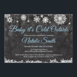 Baby Its Cold Outside Winter Blue Boy Baby Shower Invitation<br><div class="desc">Baby Its Cold Outside Winter Blue Boy Baby Shower Invitationn. Boy Baby Shower Invitation. Winter Holiday Baby Shower Invite. Blue and White Snowflakes. Chalkboard Background. For further customization,  please click the "Customize it" button and use our design tool to modify this template.</div>