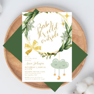 Baby Its Cold Outside Winter Botanical Baby Shower Invitation