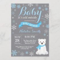 Baby Its Cold Outside Winter Boy Baby Shower Blue Invitation