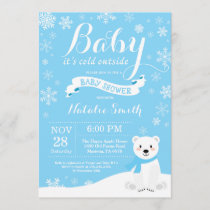 Baby Its Cold Outside Winter Boy Baby Shower Blue Invitation