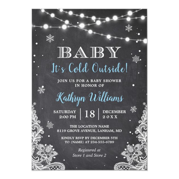 Baby It's Cold Outside Winter Boy Baby Shower Invitation