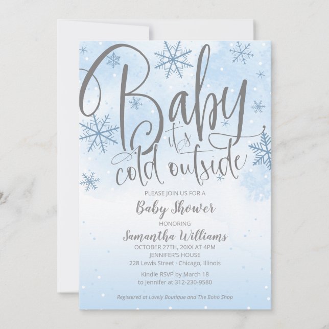 Baby It's Cold Outside Winter Boy Baby Shower Invi Invitation (Front)