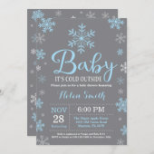 Baby Its Cold Outside Winter Boy Baby Shower Invitation (Front/Back)