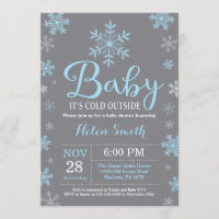 Baby Its Cold Outside Winter Boy Baby Shower Invitation