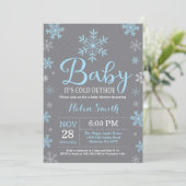 Baby Its Cold Outside Winter Boy Baby Shower Invitation (Standing Front)