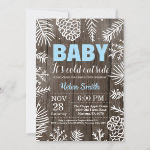 Baby its Cold Outside Winter Boy Baby Shower Invitation