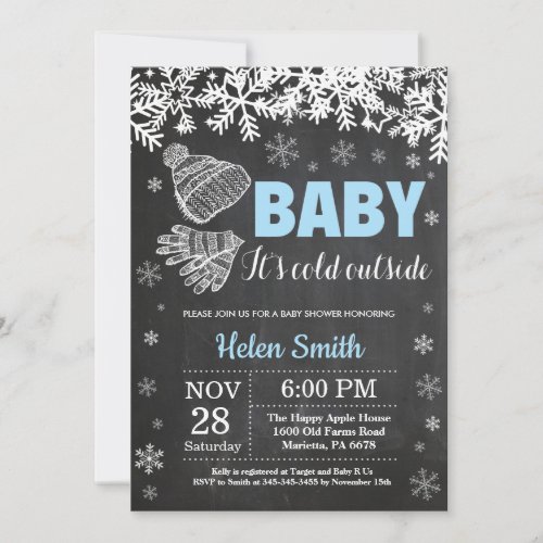 Baby its Cold Outside Winter Boy Baby Shower Invitation