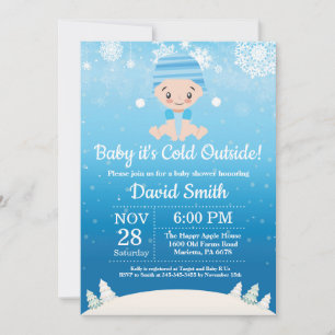 Baby its Cold Outside Winter Boy Baby Shower Invitation