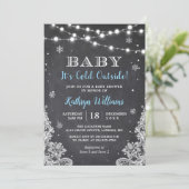 Baby It's Cold Outside Winter Boy Baby Shower Invitation (Standing Front)