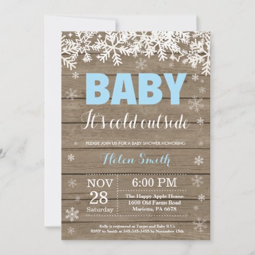 Baby its Cold Outside Winter Boy Baby Shower Invitation