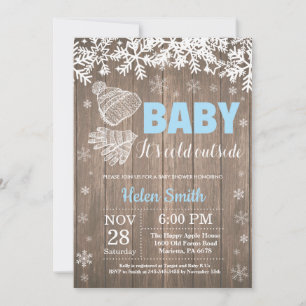 Baby its Cold Outside Winter Boy Baby Shower Invitation