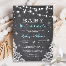 Baby It's Cold Outside Winter Boy Baby Shower Invitation