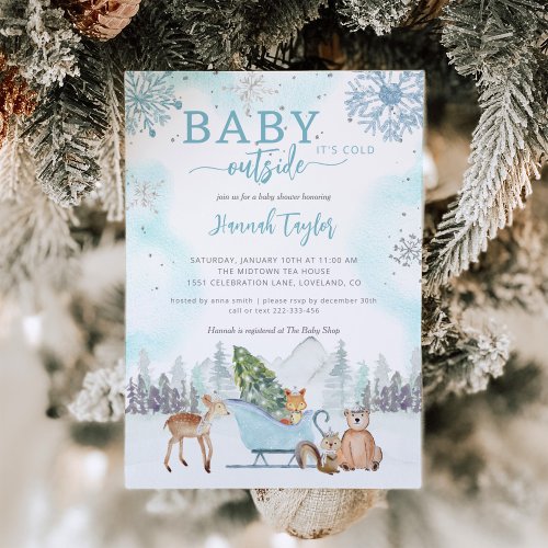 Baby Its Cold Outside Winter Boy Baby Shower Invitation