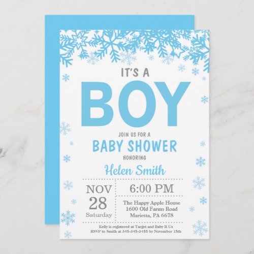 Baby its Cold Outside Winter Boy Baby Shower Invitation