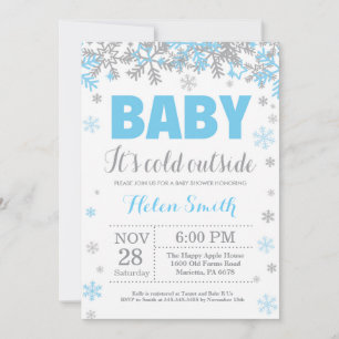 Baby its Cold Outside Winter Boy Baby Shower Invitation