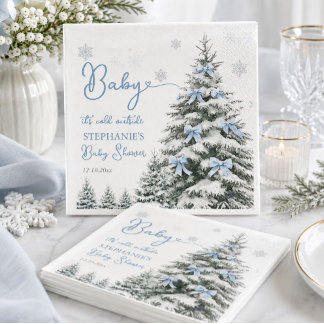 Baby It's Cold Outside Winter Boy Baby Shower Napkins