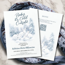 Baby Its Cold Outside Winter Bunnies Baby Shower Invitation