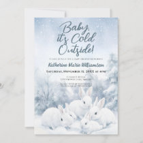 Baby Its Cold Outside Winter Bunnies Baby Shower Invitation