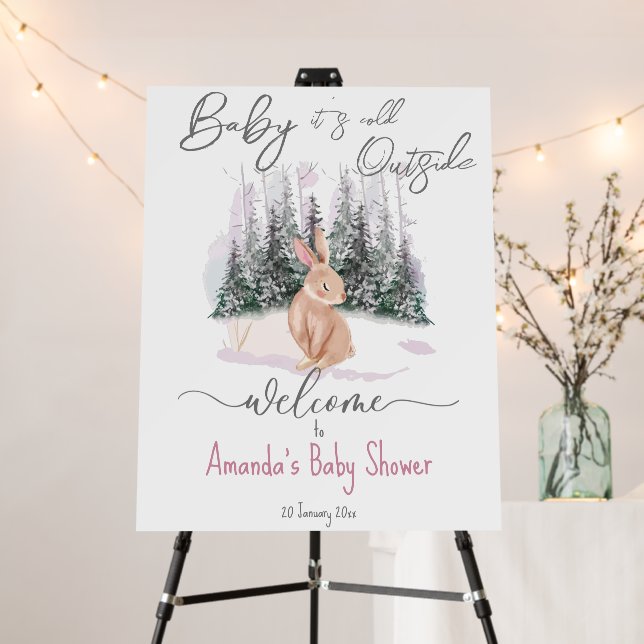 Baby It's Cold Outside winter bunny baby shower Foam Board (In Situ (Stand))