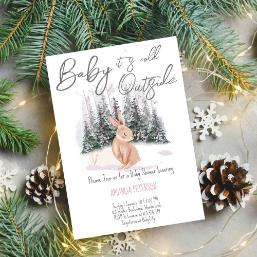 Baby Its Cold Outside winter bunny baby shower  Invitation