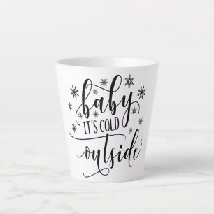 Baby Its Cold Outside Winter Christmas Snowflakes Latte Mug