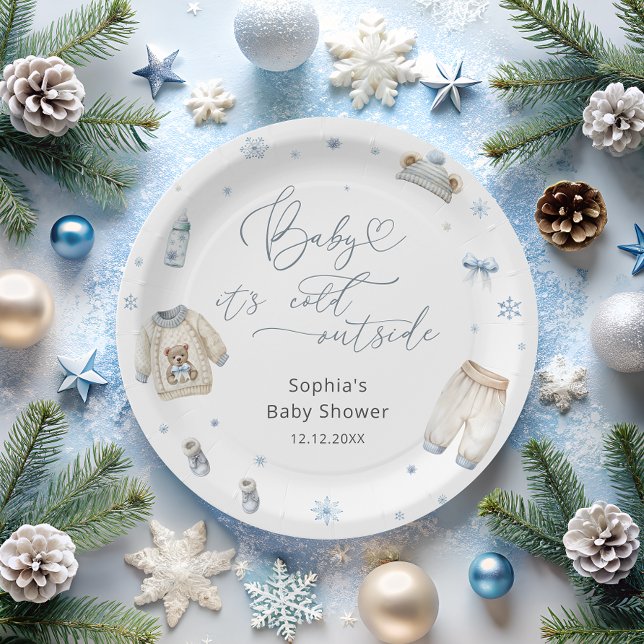 Baby Its Cold Outside Winter Clothes Baby Shower  Paper Plates (Creator Uploaded)