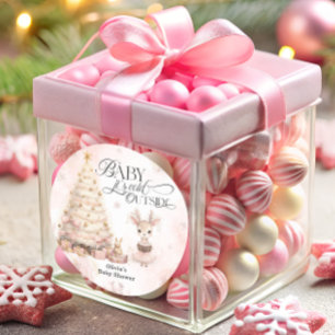 Baby its Cold Outside Winter Deer Baby Shower Classic Round Sticker