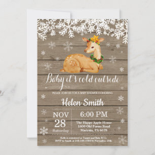 Baby its Cold Outside Winter Deer Baby Shower Invitation