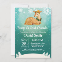 Baby its Cold Outside Winter Deer Baby Shower Invitation
