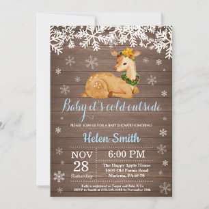 Baby its Cold Outside Winter Deer Boy Baby Shower Invitation