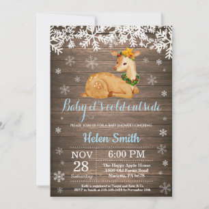 Baby its Cold Outside Winter Deer Boy Baby Shower Invitation