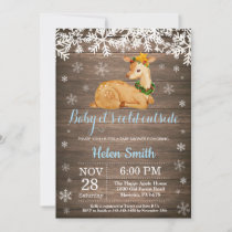 Baby its Cold Outside Winter Deer Boy Baby Shower Invitation