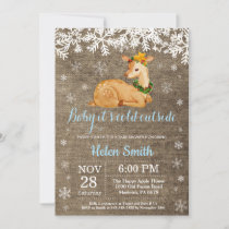 Baby its Cold Outside Winter Deer Boy Baby Shower Invitation