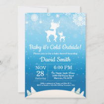 Baby its Cold Outside Winter Deer Boy Baby Shower Invitation